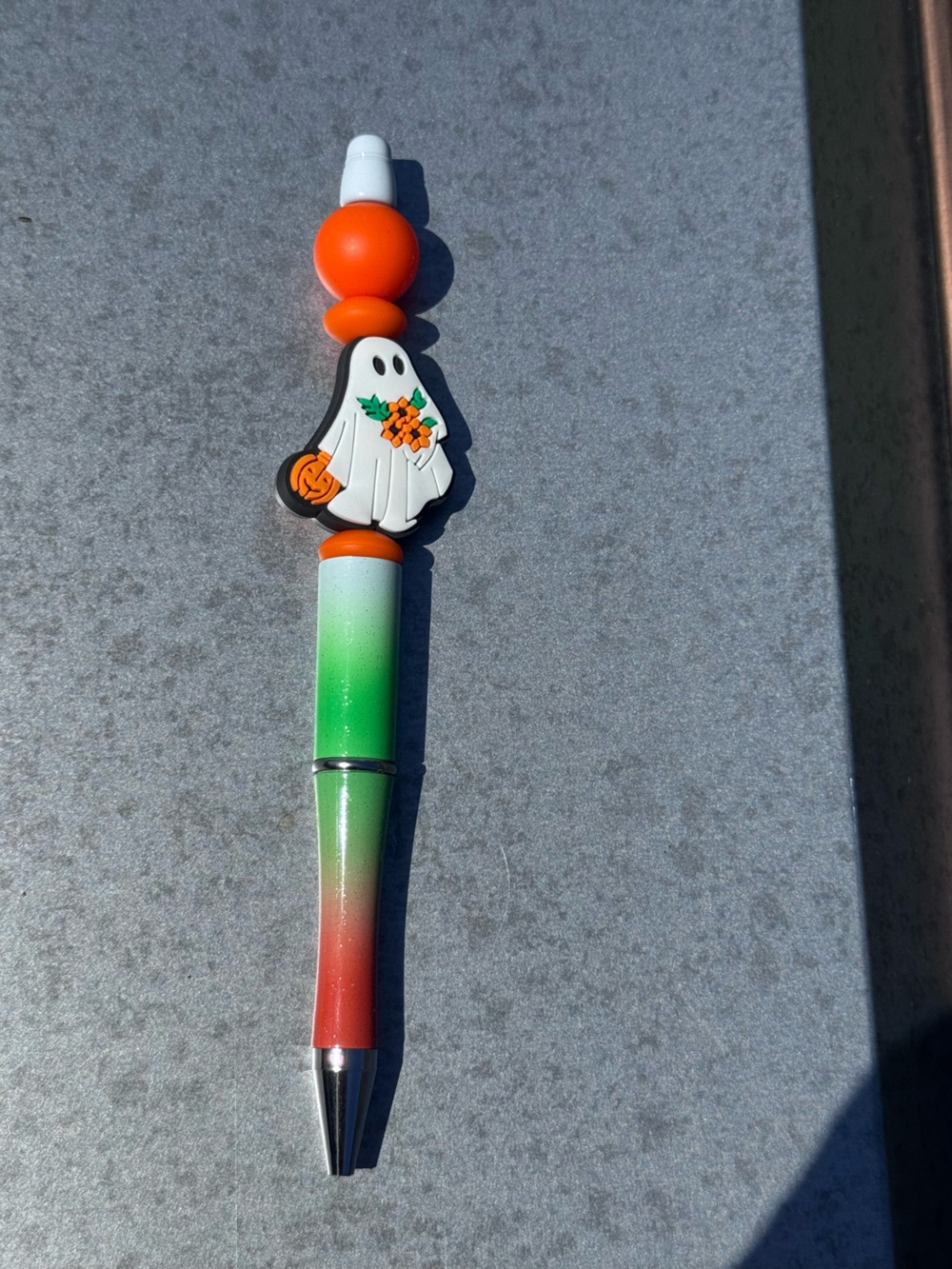 Halloween Ghost Charm Pen with Orange and Green Gradient